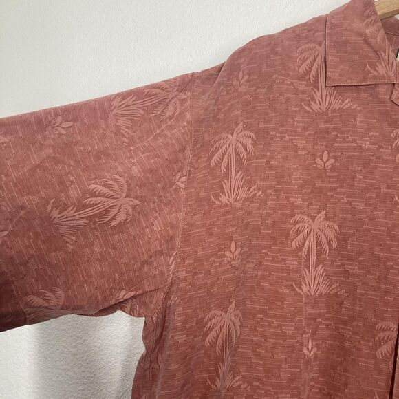 Tommy Bahama Shirt Mens Large Silk Camp Hawaiian Palm Jacquard Short Sleeve - Picture 3 of 13